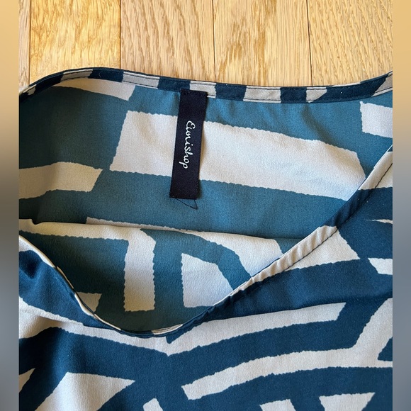 Taupe and Sea Blue Geometric Mini Dress - Picture 6 of 6